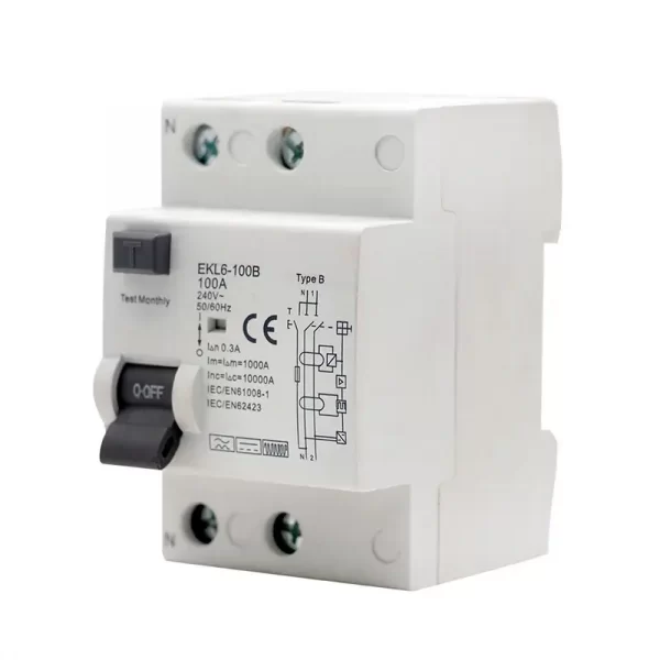 EKL6-100 Type B Residual Current Circuit Breaker Left Side View